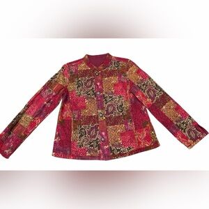 ✨🧵 Vintage Patchwork Button Jacket – Vibrant Boho Print  🧵✨